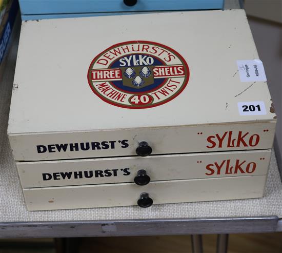 Two Dewhursts Sylko silk thread spool drawers